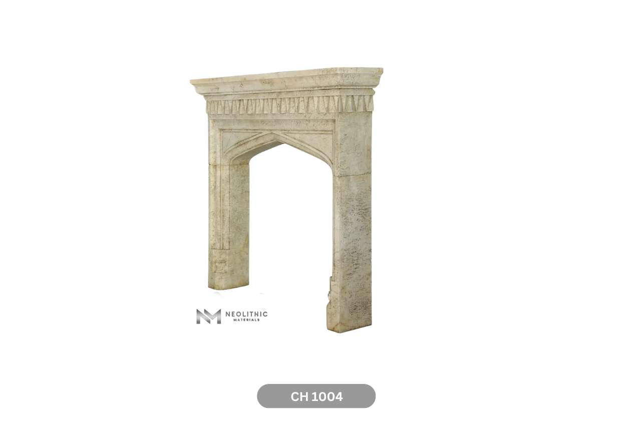 Limestone Fireplace Mantel - Image 4